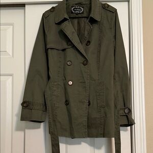 Ambiance Belted Trench in Olive